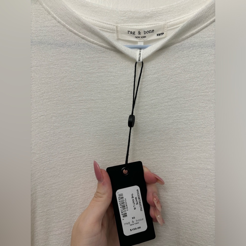 NWT Rag & Bone The Knit Long Sleeve Tee in White - Picture 3 of 4